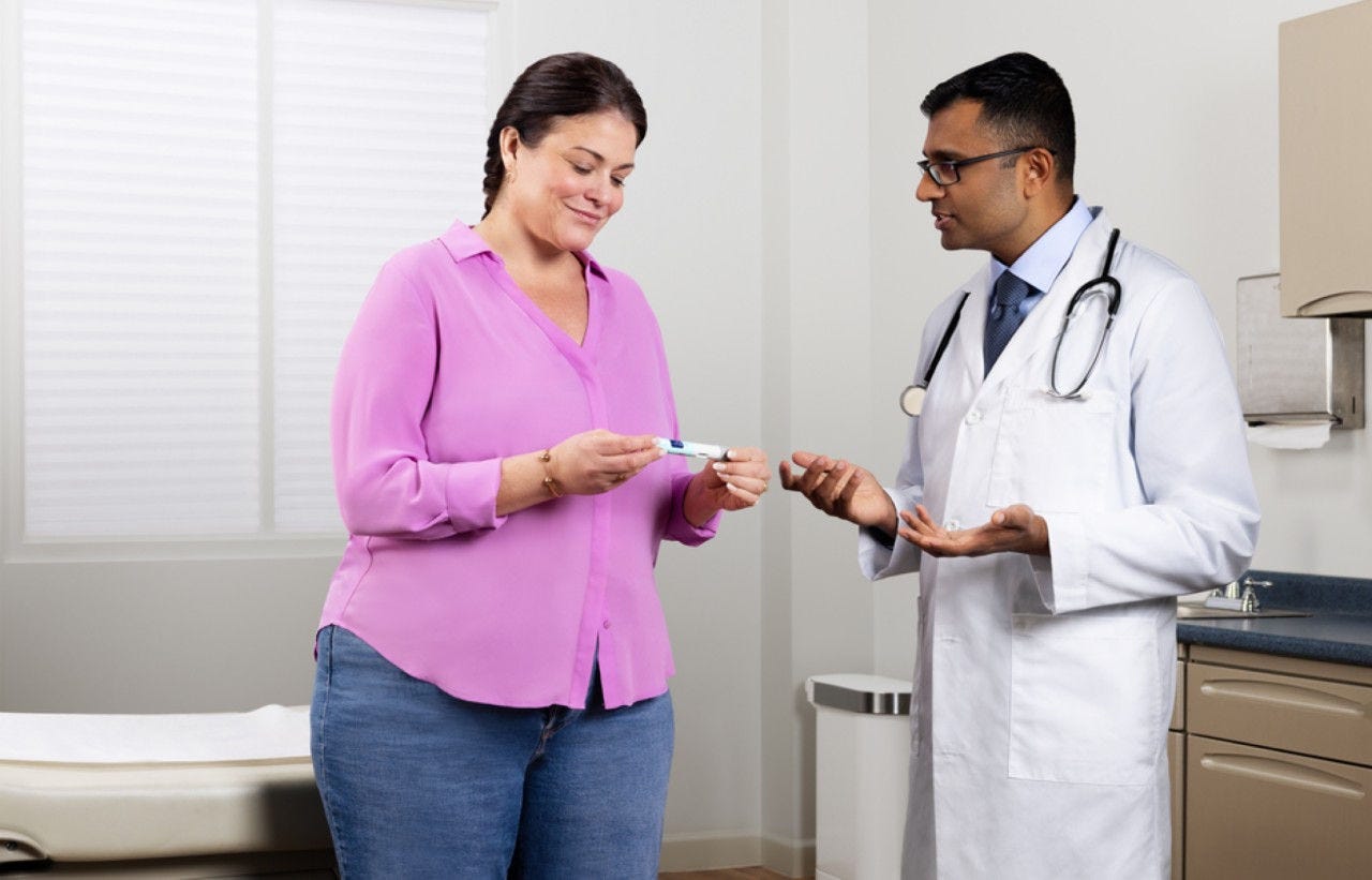 Woman talking to a healthcare professional