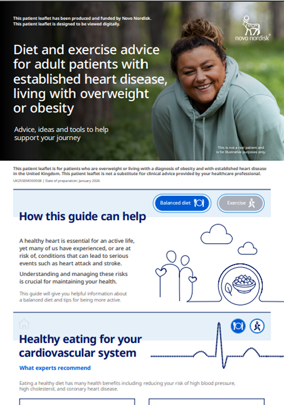 CV risk reduction diet and exercise sheet.