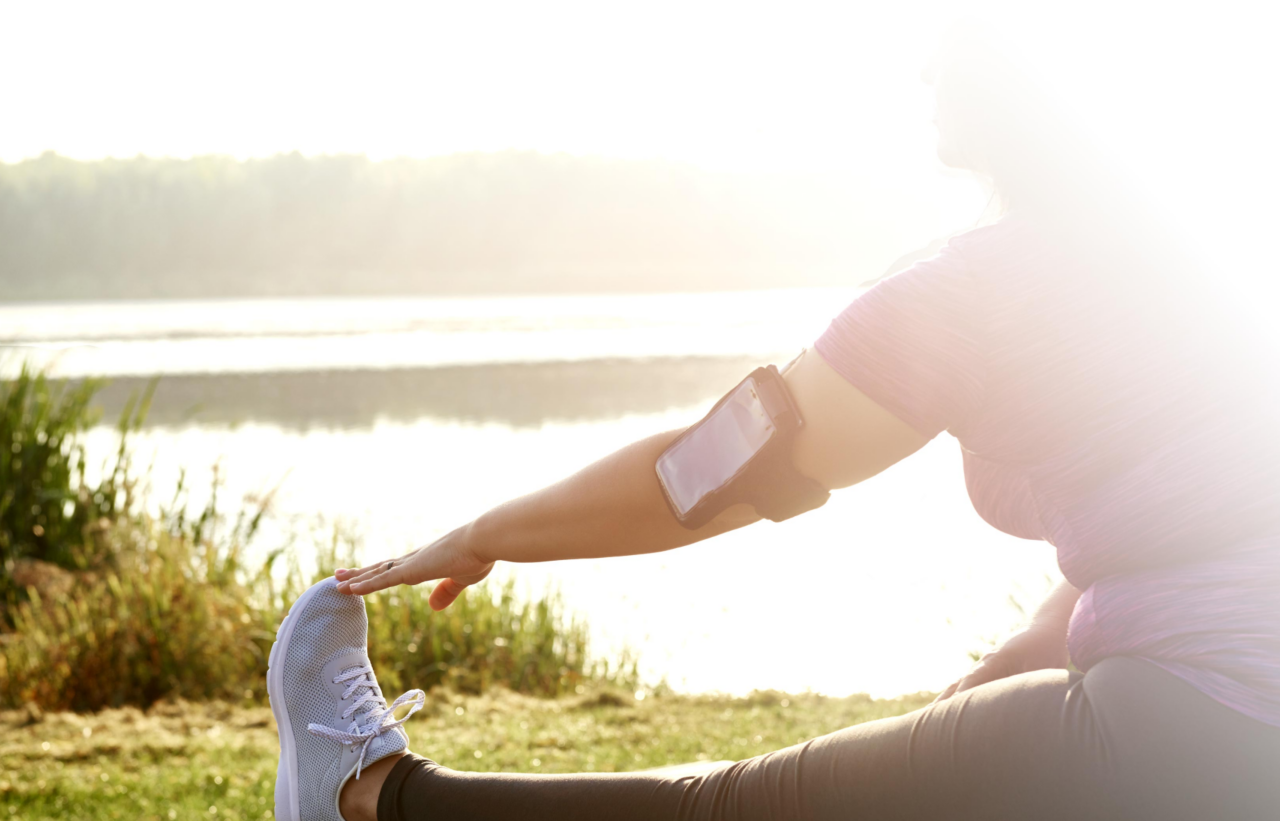 Woman stretching outdoors