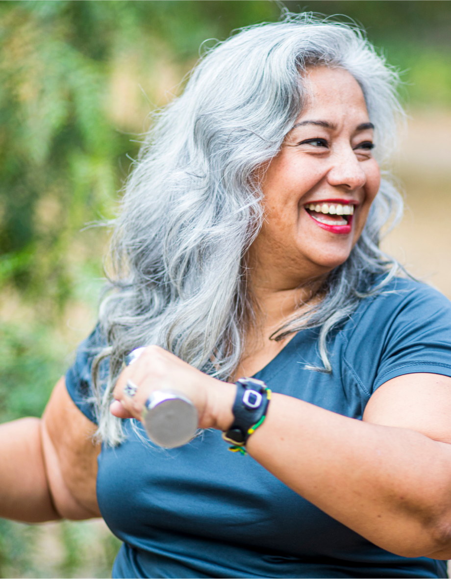 Woman working out with a weight
